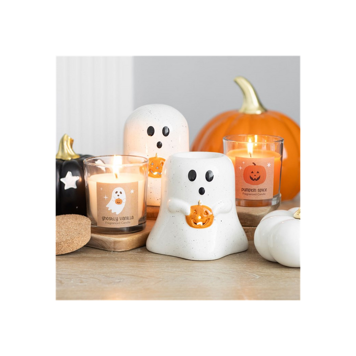 Ghost Shaped Oil Burner with Pumpkin - The Gift Cabin UK