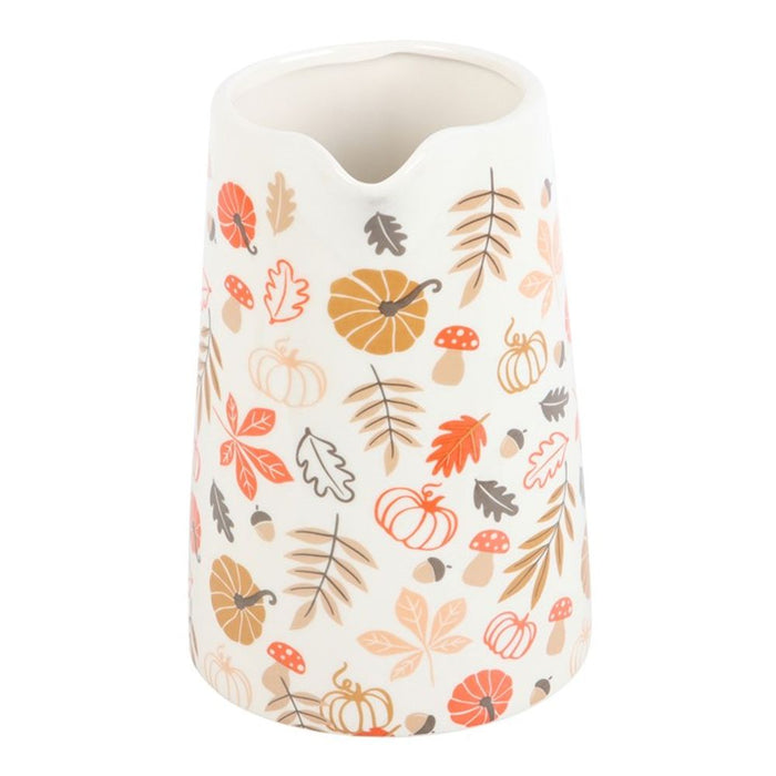 17cm Autumn Leaves and Pumpkins Ceramic Flower Jug - The Gift Cabin UK