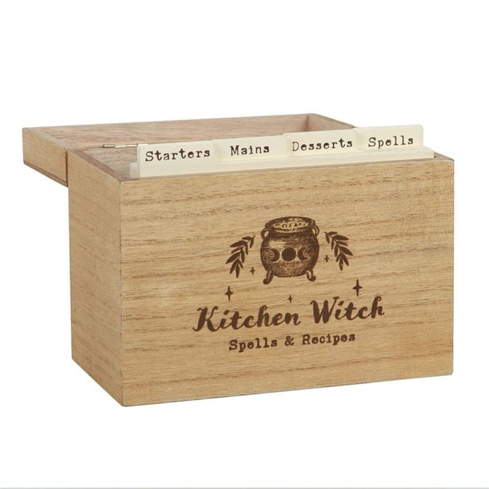 Kitchen Witch Wooden Recipe Box - The Gift Cabin UK