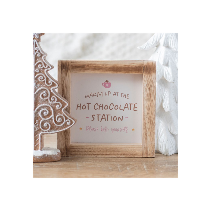 Hot Chocolate Station Wooden Frame Sign - The Gift Cabin UK