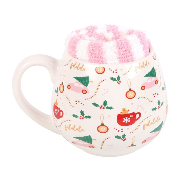 Sugarplum Fun Christmas Print Mug and Socks Set - The Gift Cabin UK