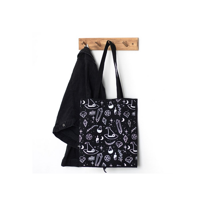 Crystal Witch Print Polycotton Tote Bag - The Gift Cabin UK