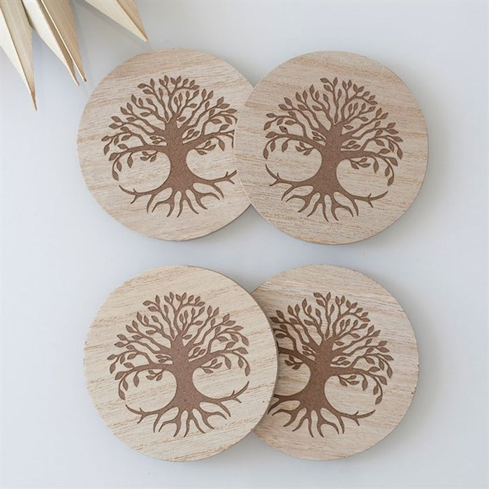 Set of 4 Tree of Life Engraved Coasters - The Gift Cabin UK