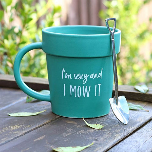 Sexy and I Mow It Pot Mug and Shovel Spoon - The Gift Cabin UK