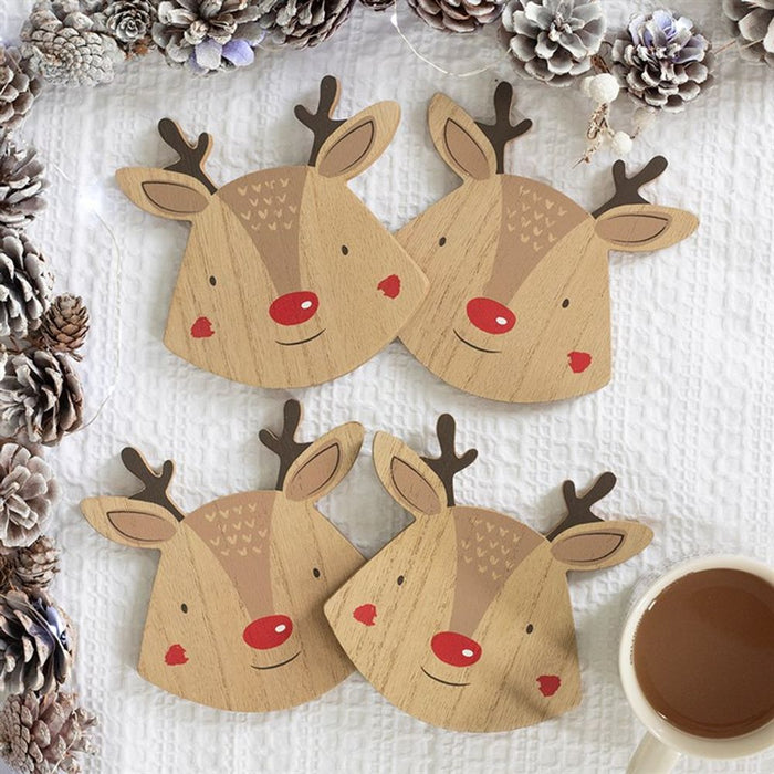 Set of 4 Reindeer Coasters - The Gift Cabin UK