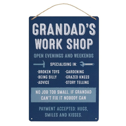 Grandad's Work Shop Metal Sign - The Gift Cabin UK